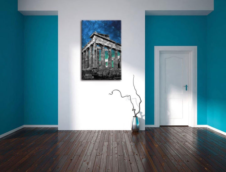 Pixxprint Propyläe von Akropolis in Athen schwarz/weiss, Format: 70x100 auf hochkantiges Leinwand, X