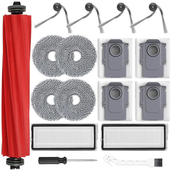 17 Stück Zubehör für Roborock QV 35A/QV 35S Saugroboter, 1 Hauptbürste, 4 Staubbeutel, 2 Filter, 4 W