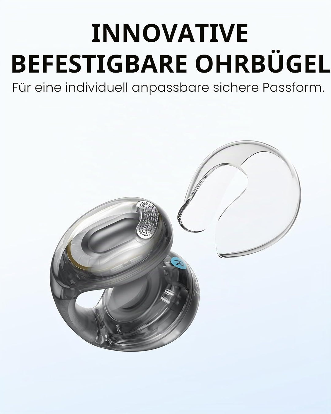 soundcore C40i von Anker, Open-Ear Earbuds, Clip-On Kopfhörer, flexibles Gelenk-Design, Tastensteuer