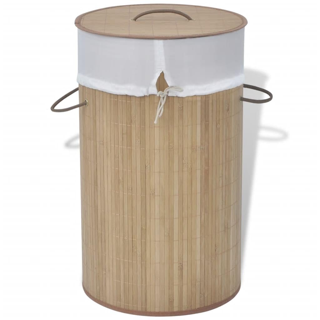 vidaXL Bambus Wäschebox Wäschekorb Wäschesammler Wäschetruhe Wäschekörbe Natur Hellbraun Ø 35 x 60 c