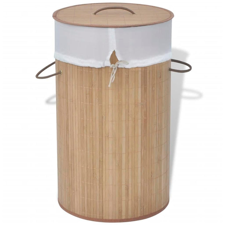 vidaXL Bambus Wäschebox Wäschekorb Wäschesammler Wäschetruhe Wäschekörbe Natur Hellbraun Ø 35 x 60 c