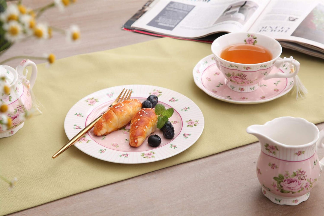 Kaffeetasse und Untertasse, Shabby Chic, Vintage, Porzellan, Vogel Schmetterling, Flora, Geschenk-Bo