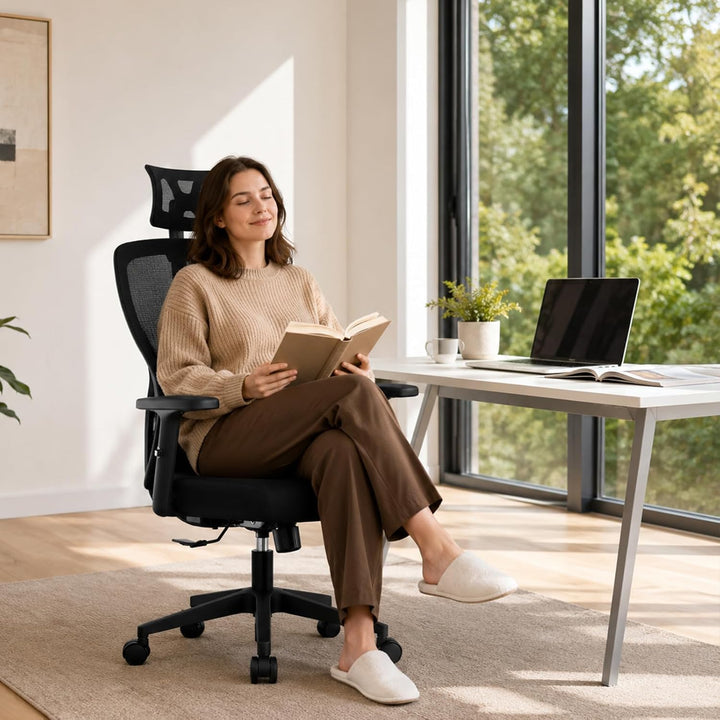 Ergonomischer Bürostuhl, Schreibtischstuhl mit Kopf-Lendenstütze | Höhenverstellbar,Verstellbare Arm