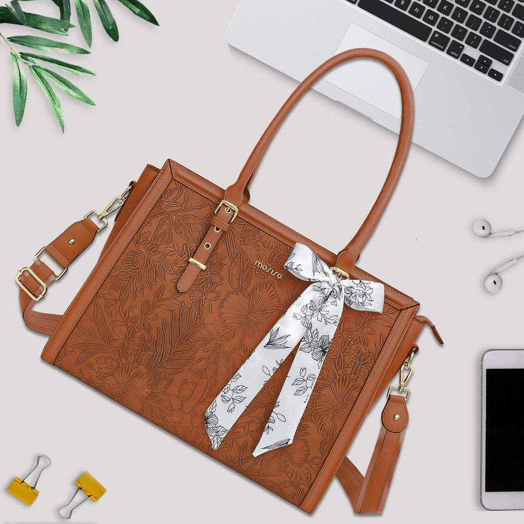 MOSISO Laptop Tasche für Frauen,15,6 Zoll PU Leder Tote Bag Kompatibel mit MacBook,HP,Dell,Asus Note