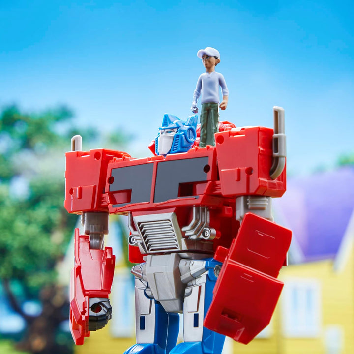 Transformers Spielzeug EarthSpark Spin Changer Optimus Prime Action-Figur (20 cm) mit Robby Malto Fi