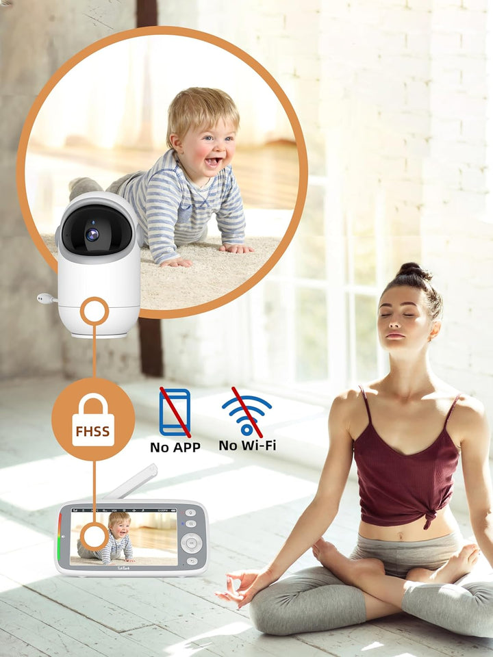 TakTark Babyphone mit Kamera, 5'' Babyfon mit Kamera 720P IPS Video Baby Monitor with Camera mit Rot