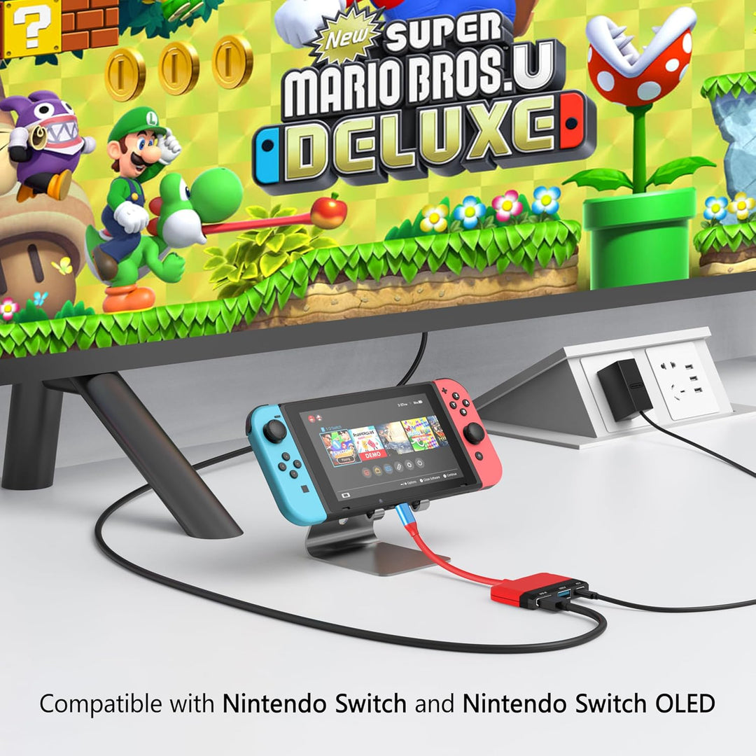 Switch Dock für Nintendo Switch/OLED Switch, 3-in-1 Mini Switch TV Dock mit 4K HDMI USB 3.0 Port USB