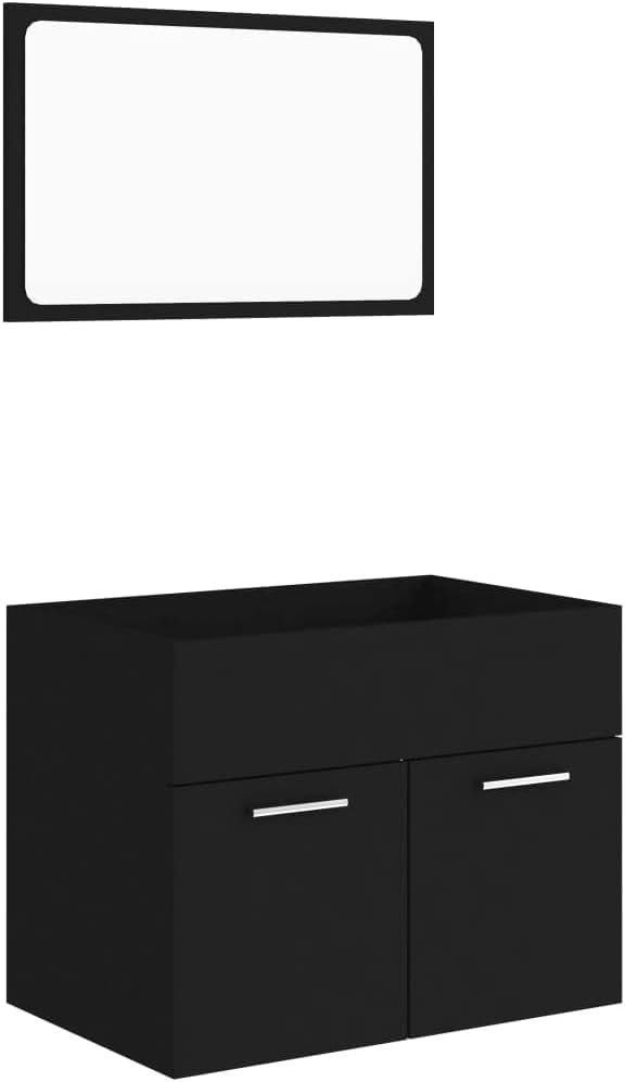 2-TLG. Badmöbel-Set Schwarz Holzwerkstoff 60x38,5x46 cm Waschbeckenunterschrank Badezimmer Möbel mit