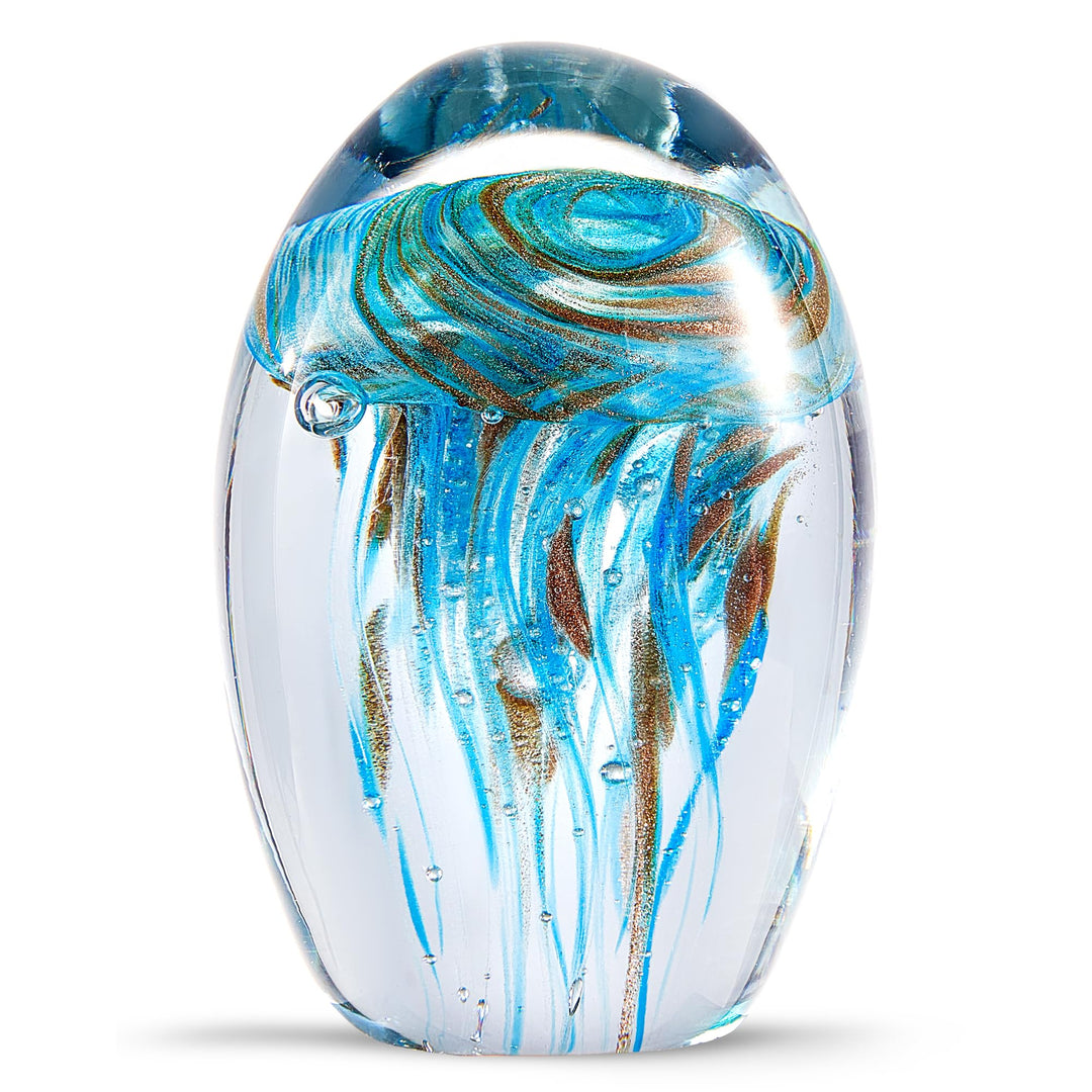 EUSTUMA Mundgeblasene Glas-Quallen-Figur, schönes Meerestier-Ornament für Aquarien oder Schreibtisch