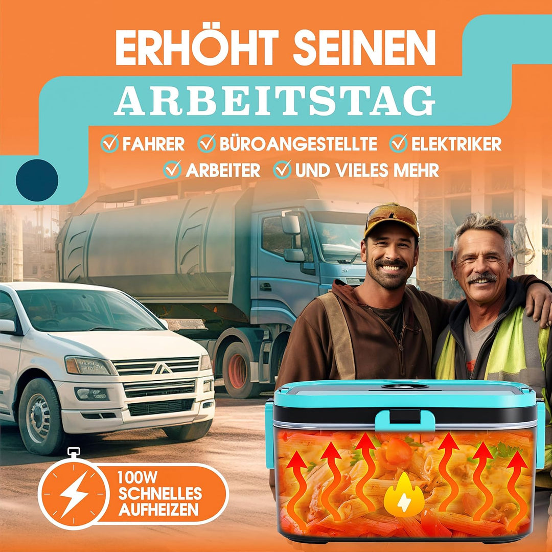 TRAVELISIMO XXL Elektrische Lunchbox Extra gross 1,8L Electric Lunch Box 80W, Warmhaltebox 3-in-1 Lu
