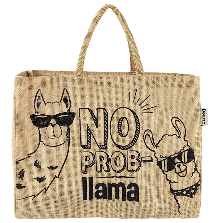 Domelo Einkaufskörbe. Bedruckte Einkaufstasche. Jute Tasche gross. Korbtasche, wasserabweisenden Str