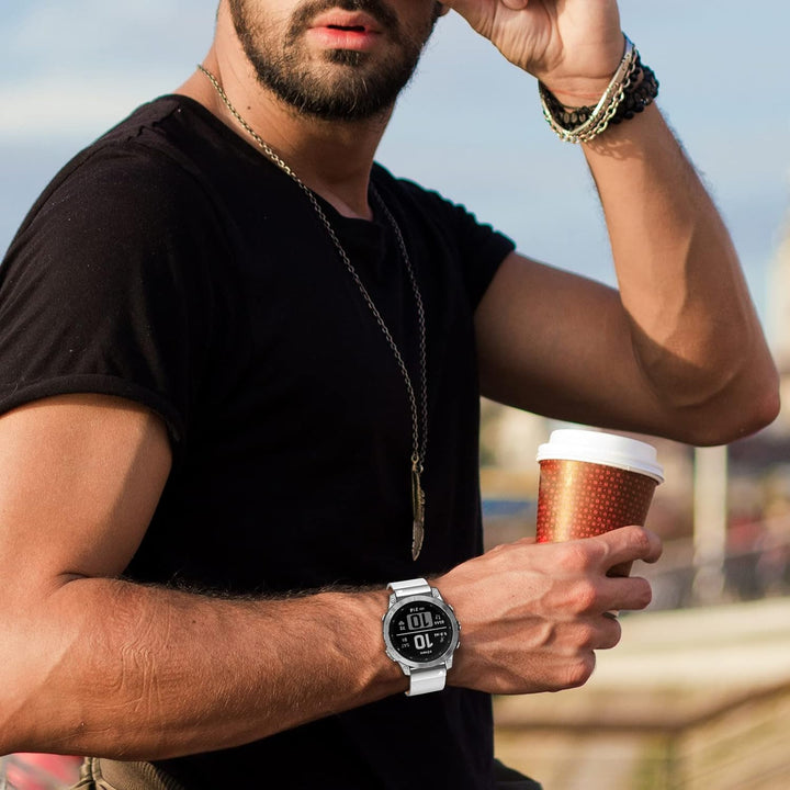 Armband für Garmin Fenix 7X, 26mm Echte Leder Ersatzarmband Quick-Fit Uhrenarmband für Garmin Fenix
