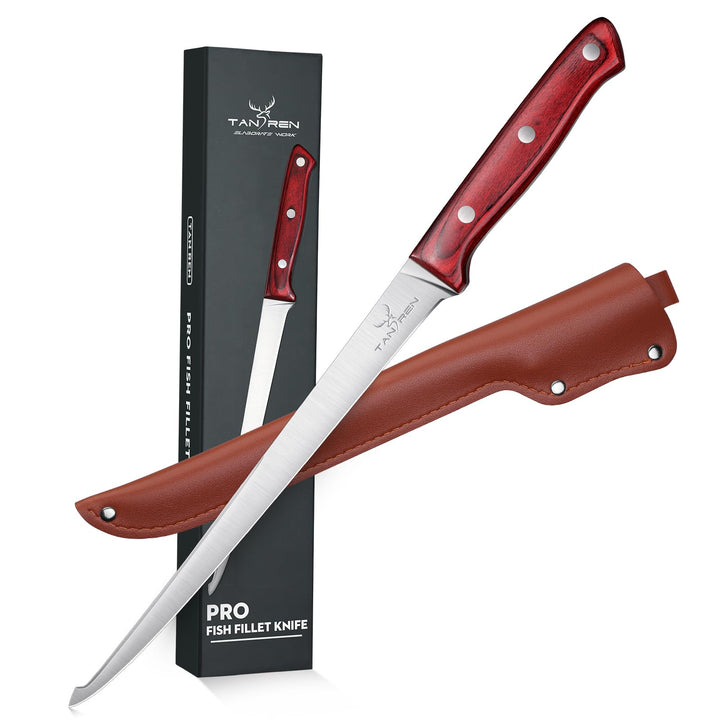 TAN REN Filitiermesser Fisch Scharf, 24 CM Profi Filetiermesser Fisch Angeln, Edelstahl Filetiermess