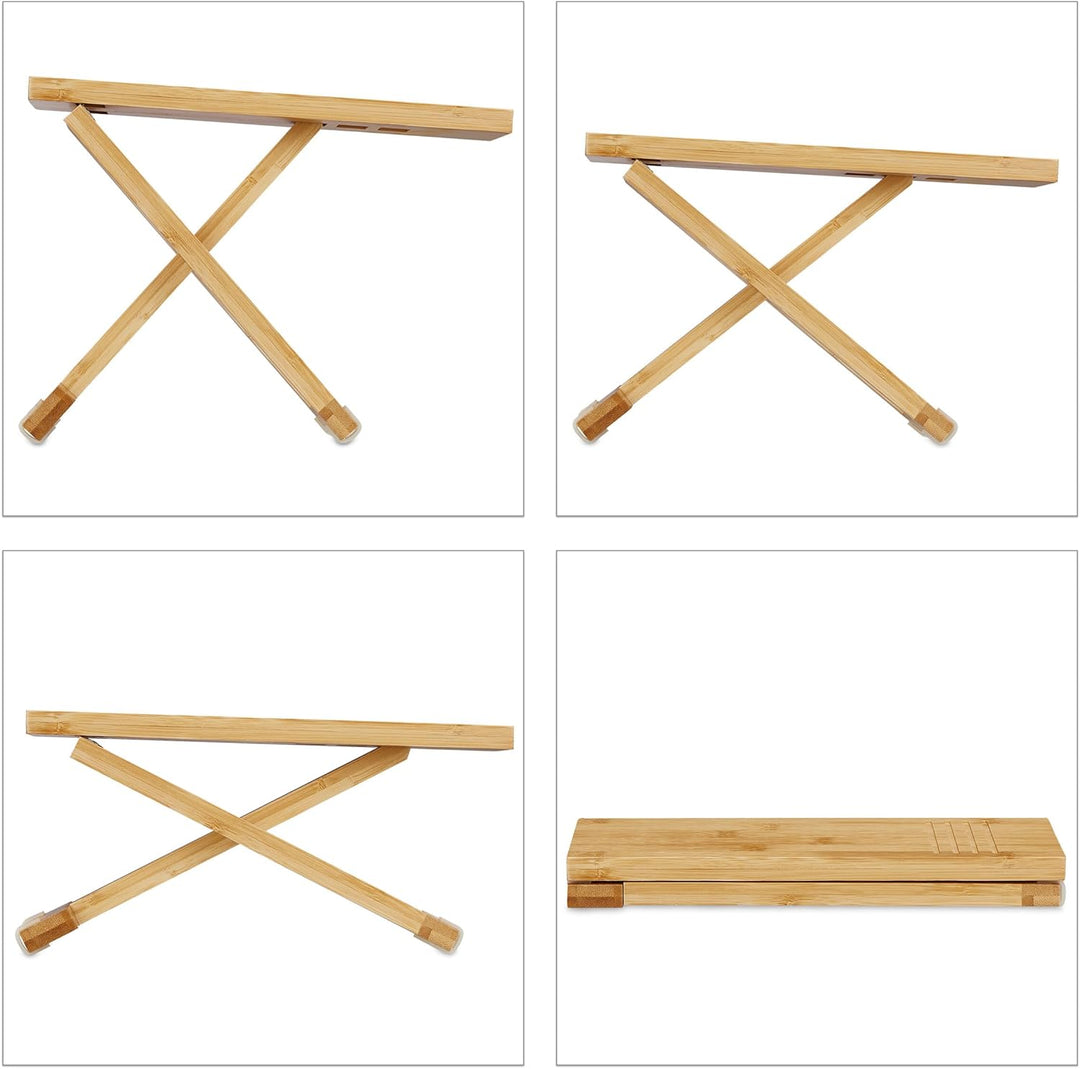 Relaxdays Toilettenhocker, 2-teilig, Stuhlgang Unterstützung, WC Hocker Erwachsene, Bambus, HxBxT 23
