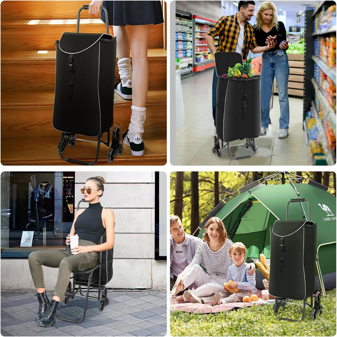 Sararoom 3 in1 Einkaufstrolley - 40L Trolley klappbar, Abnehmbare & regenfeste Tasche, Einkaufswagen