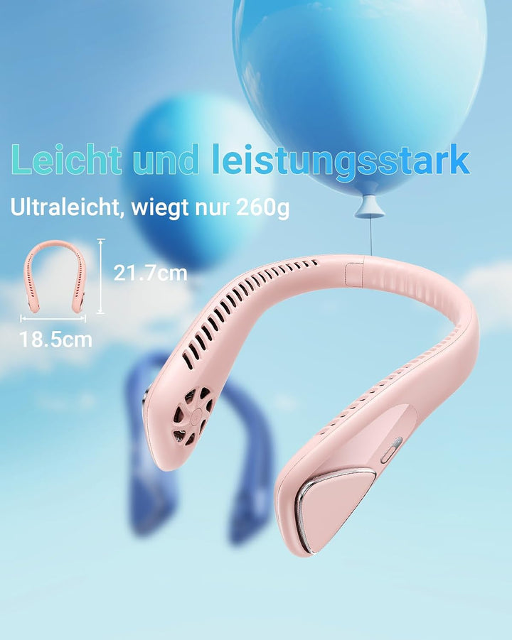 Jialexin Tragbarer Nackenventilator, Hals Ventilator Wiederaufladbar mit 6000mah, Persönlicher Venti