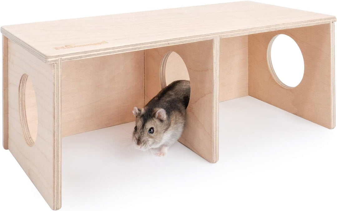 Niteangel Hamster Secret Peep Schuppen 2-Kammer Versteck & Tunnel Erkundungs-Spielzeug, Small - for
