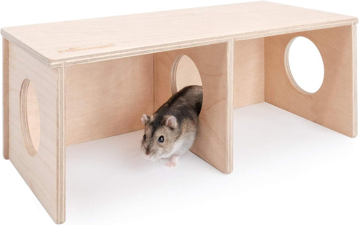 Niteangel Hamster Secret Peep Schuppen 2-Kammer Versteck & Tunnel Erkundungs-Spielzeug, Small - for