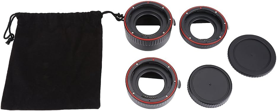 Lazmin Adapterringe-Set, Red Metal Auto Focus Macro Extension Tube Set für EOS EF Objektiv, 3 Ringe