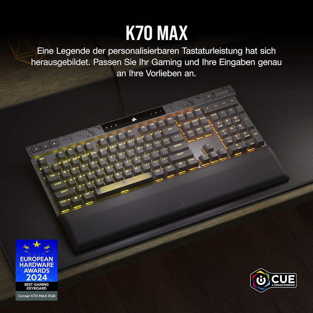 CORSAIR K70 MAX RGB Magnetisch-Mechanische Kabelgebundene Gaming-Tastatur - Einstellbare MGX-Schalte