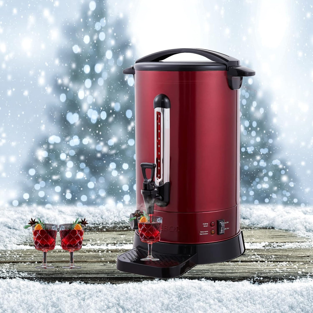 Arebos Glühweinkocher 1650 W | Heissgetränkespender | 20 L | mit Auffangschale, Auslasshahn, Thermos