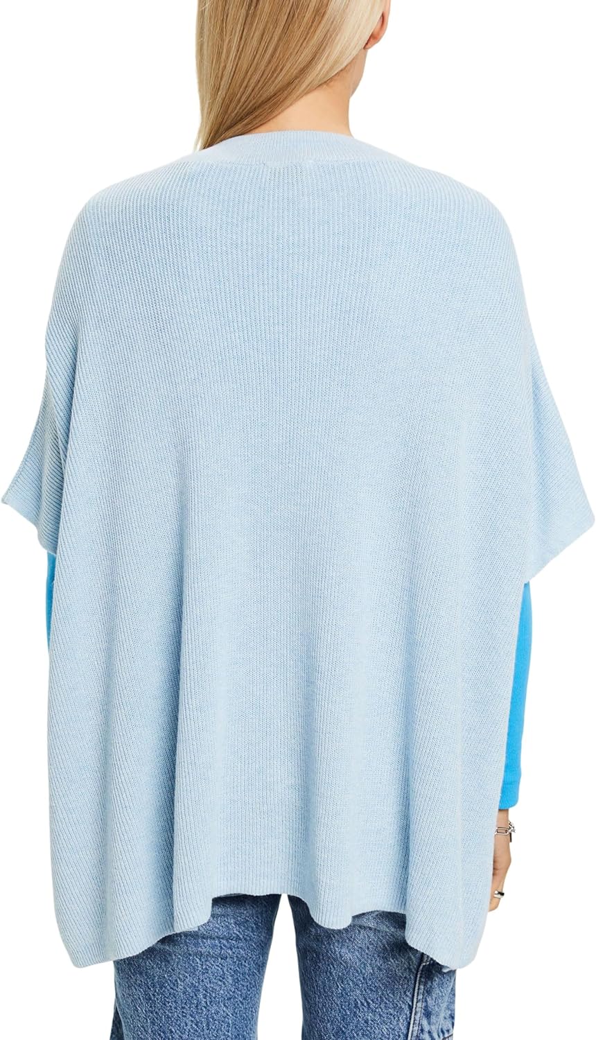 ESPRIT Rippstrick-Poncho M Light Blue, M Light Blue