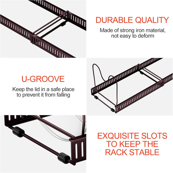 Fousenuk Topfdeckelhalter, Topfdeckel Aufbewahrung mit 10 Verstellbaren Fächern, Küche Pfannen Organ