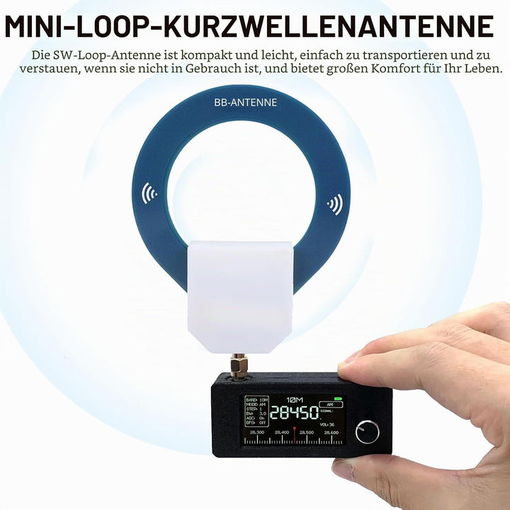 Schleifenantenne, 9.9 KHz-181MHz Kleine SW Runde Antenne, Tragbare Rotierbare FM Shortwave Richtungs