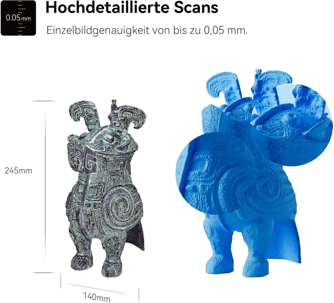 [2023 Upgrade] Revopoint POP 3 Handheld 3D-Scanner für 3D-Drucker mit Farbdaten, 0,05 mm Präzision u
