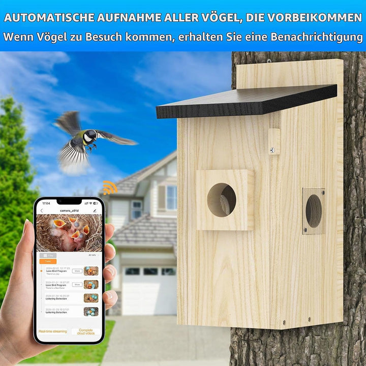 Smart Vogel Häuser für Aussen Solar Powered, 4MP Vogelhaus Kamera für Outdoor, Watch Vogel Nesting &amp;