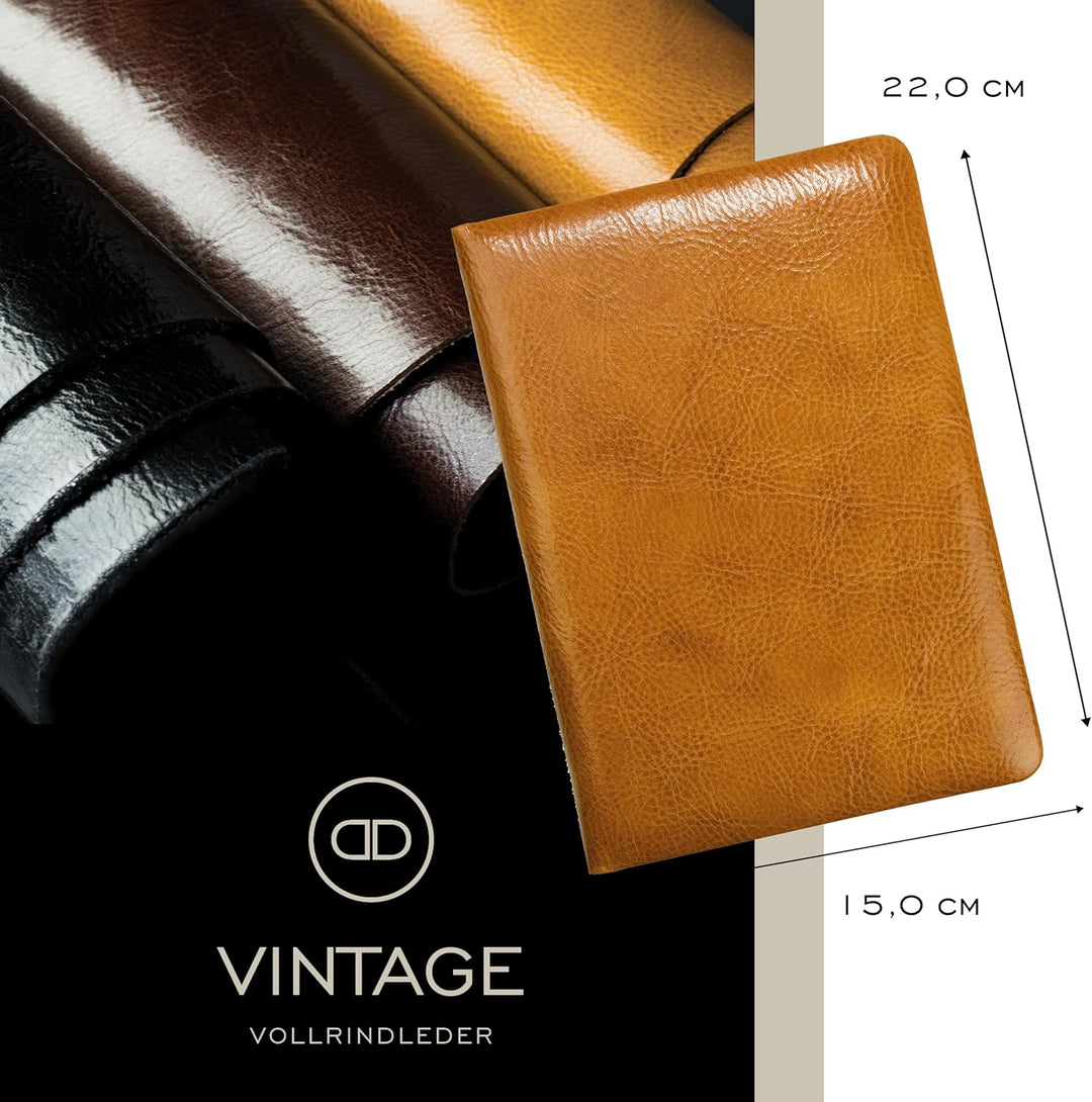 DELMON VARONE - Personalisierbares Adressbuch DIN A5 gebunden mit A-Z Register in Vintage Anilin Led