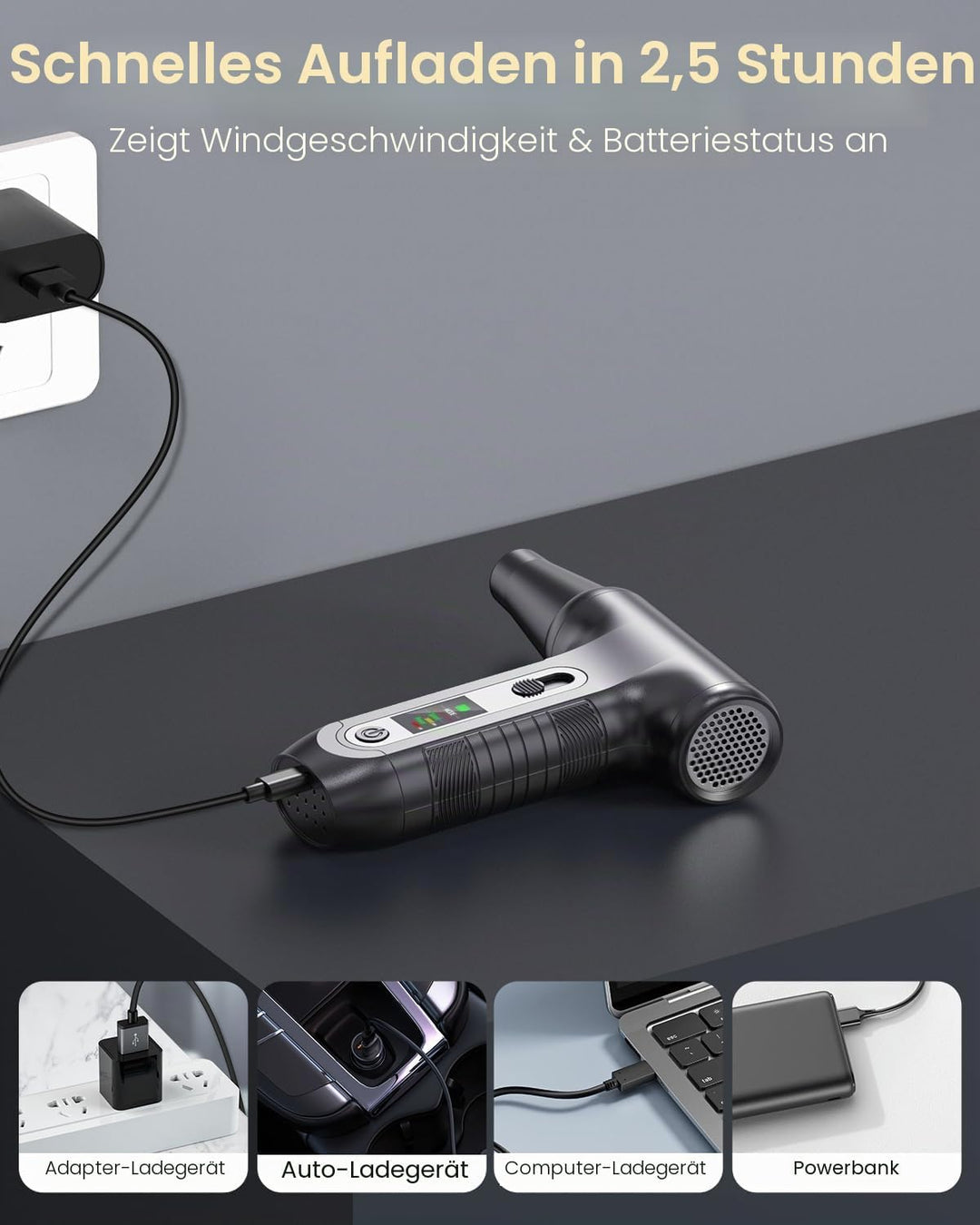 Elektrische Staubgebläse 200000 RPM mit HD‑Display - Air Duster Mini‑Gebläse für PC‑Reinigung mit LE
