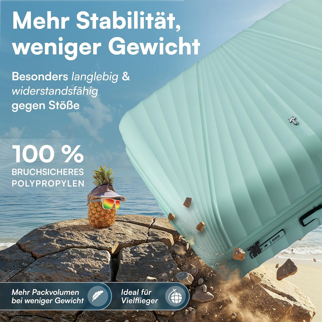 Xonic® Hartschalenkoffer Serie aus Polypropylen mit 360° Doppelrollen & TSA-Schloss – Reisekoffer in