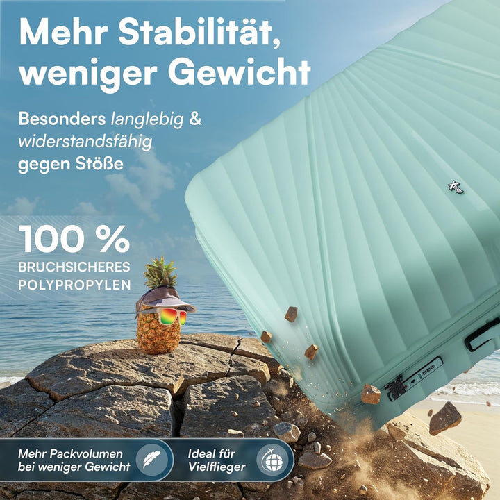 Xonic® Hartschalenkoffer Serie aus Polypropylen mit 360° Doppelrollen & TSA-Schloss – Reisekoffer in