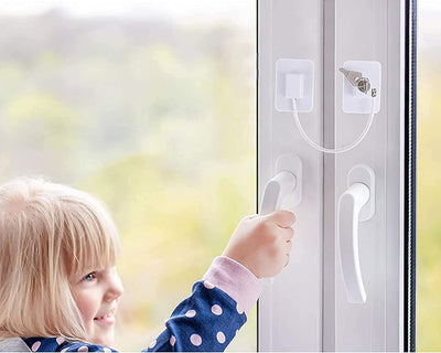 Fenstersicherung für Kinder [Set mit 3 Schlössern ohne Bohren], Schubladensicherung Baby, Kindersich