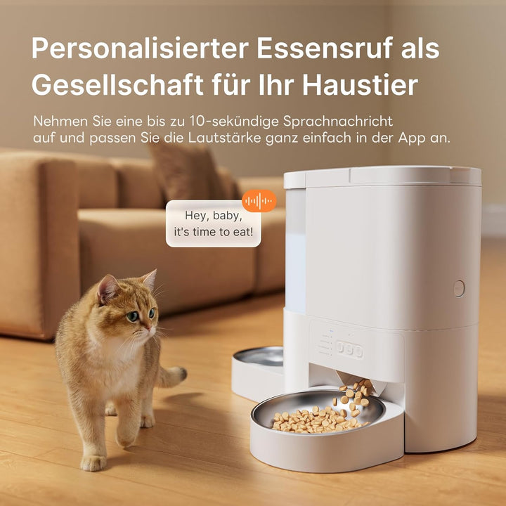Futterautomat Katze, Katzenfutter Automat und Katzenbrunnen 2 in 1 Weiss, Weiss