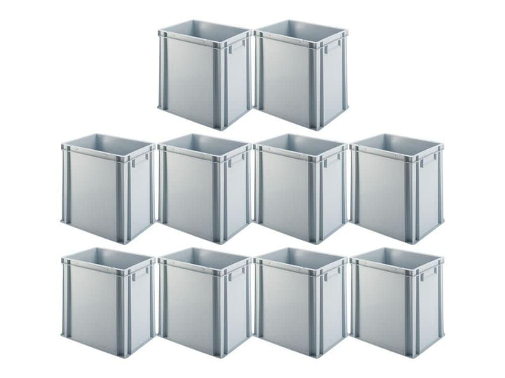 SparSet 10x Eurobehälter mit geschlossenem Griff | HxBxT 40x30x40cm | 37 Liter | Grau | Eurobox, Tra