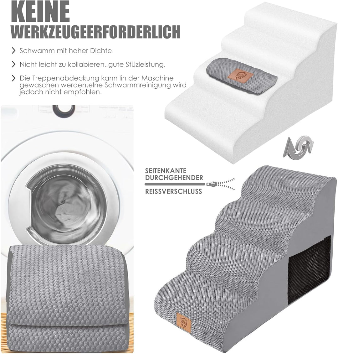 Myiosus Hundetreppe 4 Stufen, wasserdichte Haustiertreppe für Grosse Hunde und Katzen, rutschfest Hu