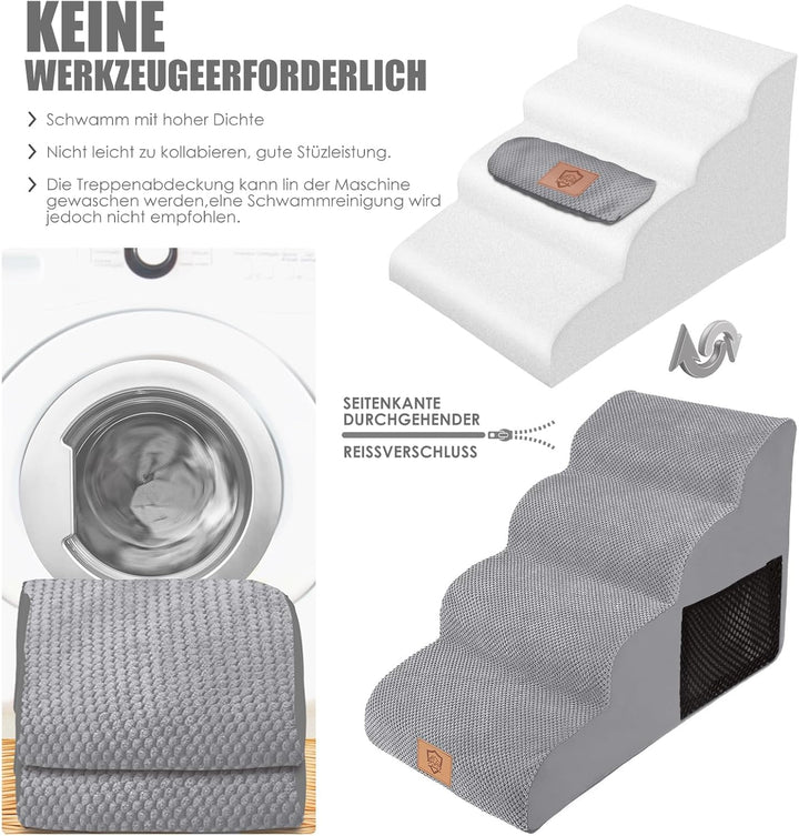 Myiosus Hundetreppe 4 Stufen, wasserdichte Haustiertreppe für Grosse Hunde und Katzen, rutschfest Hu