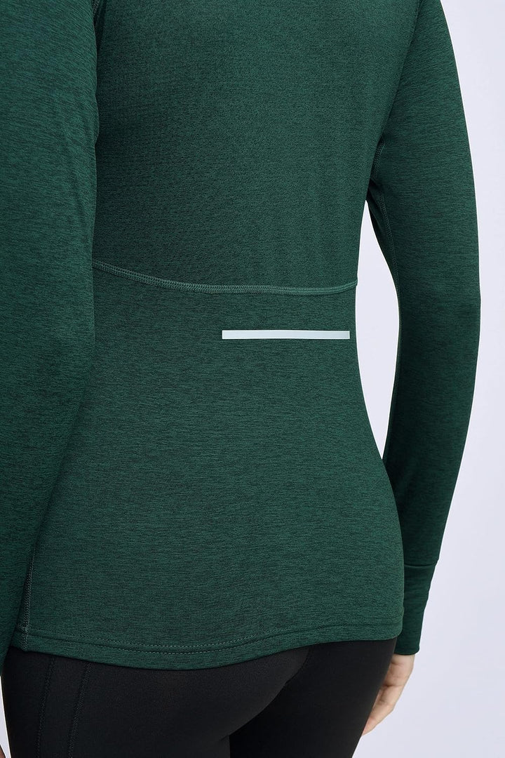 TCA Damen Winter Running Langarm Laufshirt mit Brustreissverschluss XS Grün, XS Grün