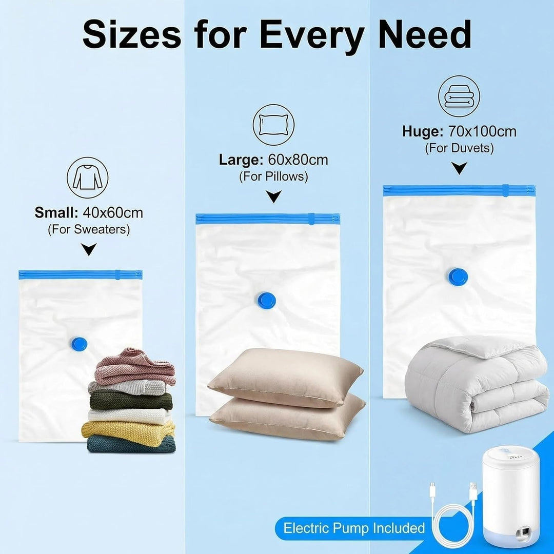 Vakuumbeutel für Kleidung Reise mit Pumpe, 12PCS Vacuum Bags for Clothes (4 * 60x40cm, 4 * 80x60cm,
