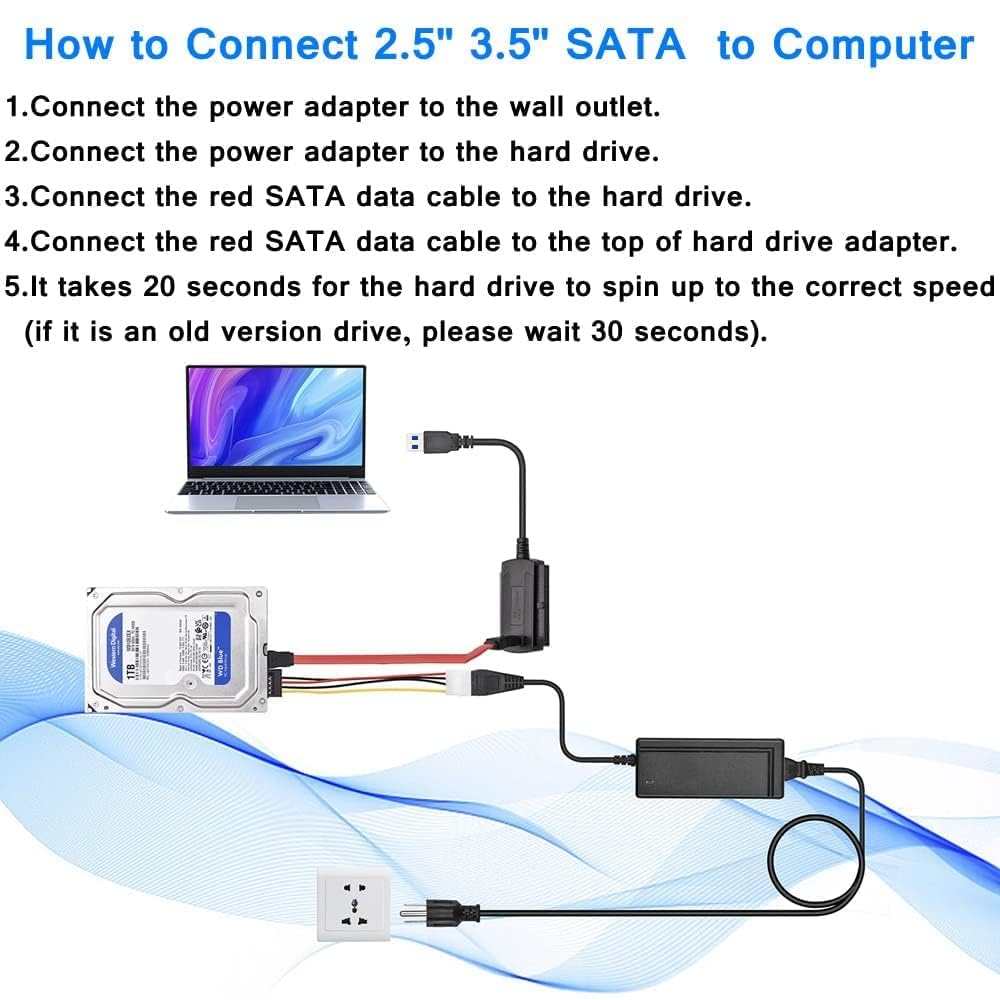 SATA/PATA/IDE-Laufwerk auf USB 2.0 Adapter Konverterkabel für HDD HDD SSD 6.3 cm 8.9 cm mit externem