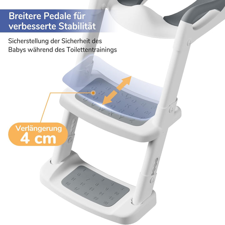 DEANIC Toilettensitz Kinder mit Treppe, Töpfchen mit Leiter &PU Gepolstert, Toilettenaufsatz für Kin