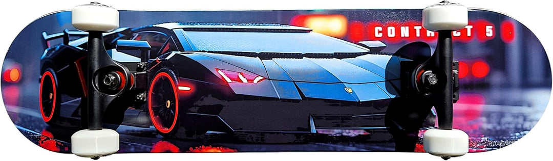 Komplett Skateboard Black Knight - für Kinder und Jugendliche - 7-lagiges Ahornholz Deck - Medium Co