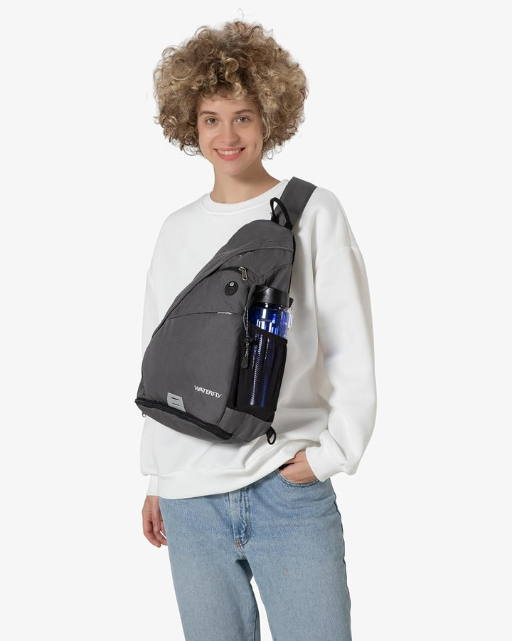 WATERFLY Sling Bag Crossbody Backpack Schulterrucksack mit verstellbarem Schultergurt Perfekt für Ou