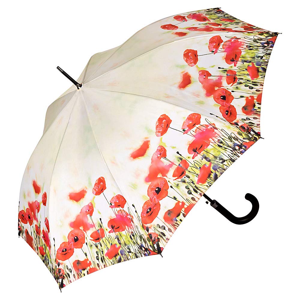 VON LILIENFELD Regenschirm Mohnblumen Auf-Automatik Damen Floral Stabil