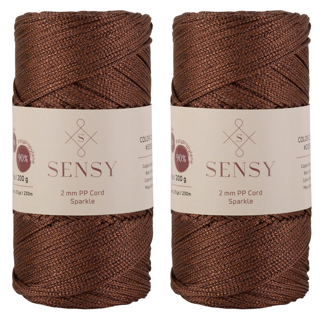 2 Garnstrange Sensy Premium 2 mm 230 Meter Glitzer Polyester-Seil, 90% Polypropylen, 10% Polyestersc