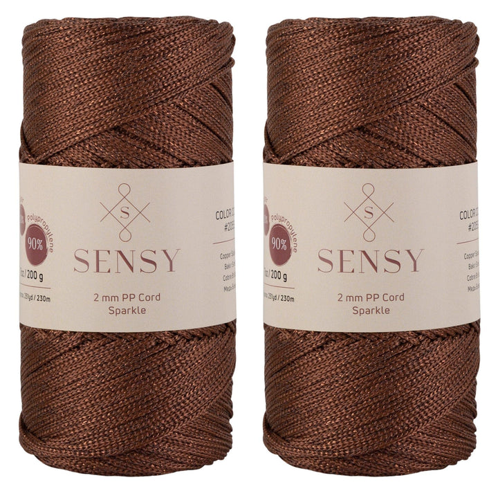 2 Garnstrange Sensy Premium 2 mm 230 Meter Glitzer Polyester-Seil, 90% Polypropylen, 10% Polyestersc