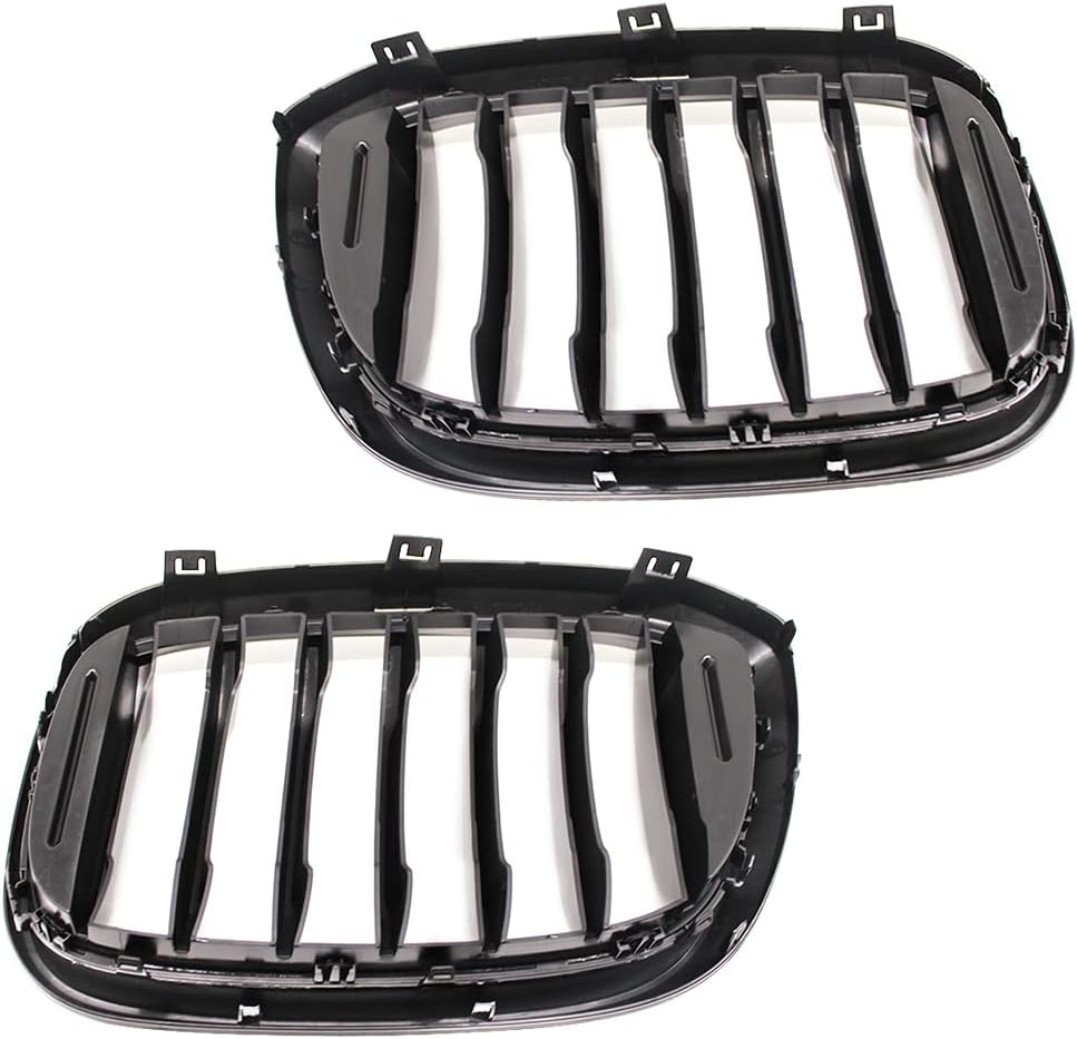 HZTWFC 2 Stück Auto Mesh Glänzend Schwarz Einzelne Zeile Renngitter Fronthaube Nierengitter Grill Fü