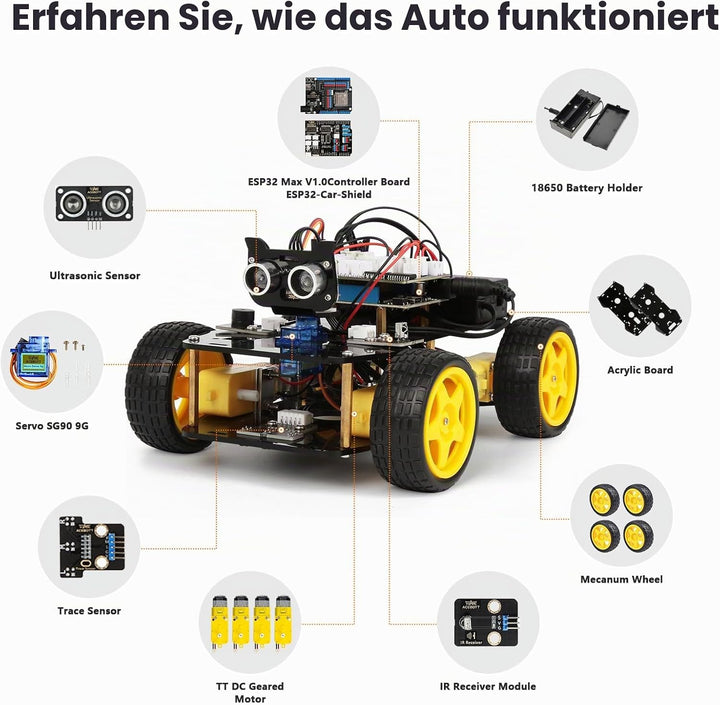 ACEBOTT Roboter Bausatz für Kinder 12+ Jahren, Roboter Kinder kompatibel mit Arduino und Scratch, Ro